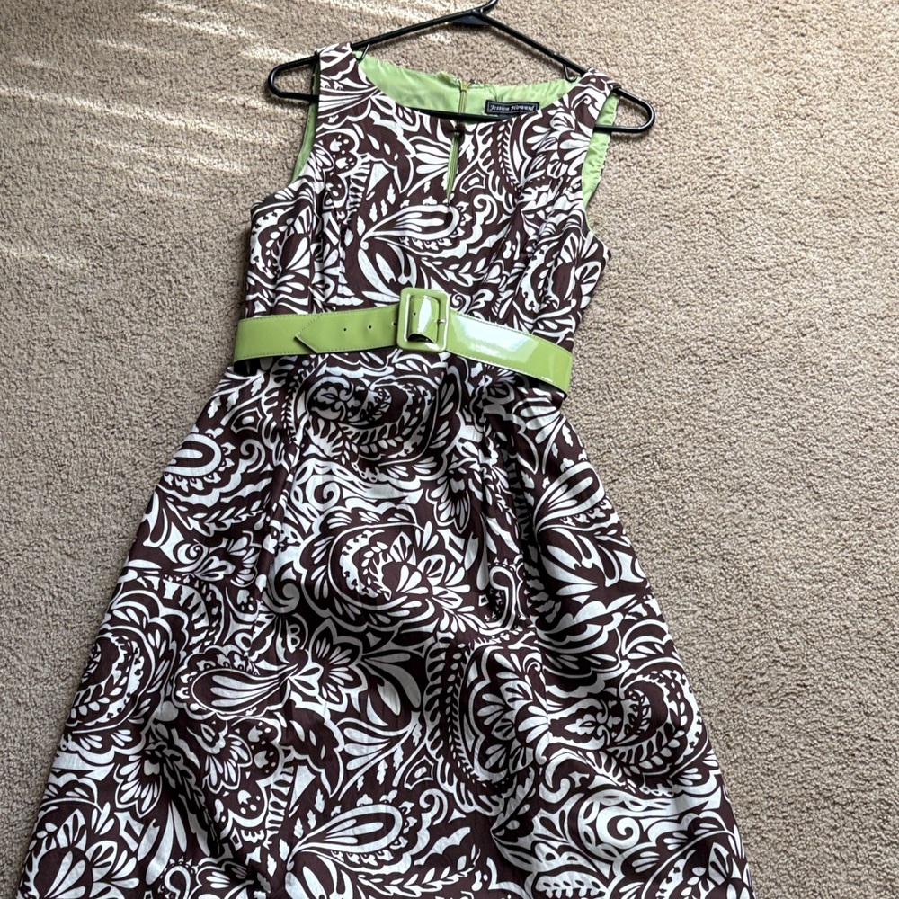 Jessica Howard Brown and Green Floral Midi Dress